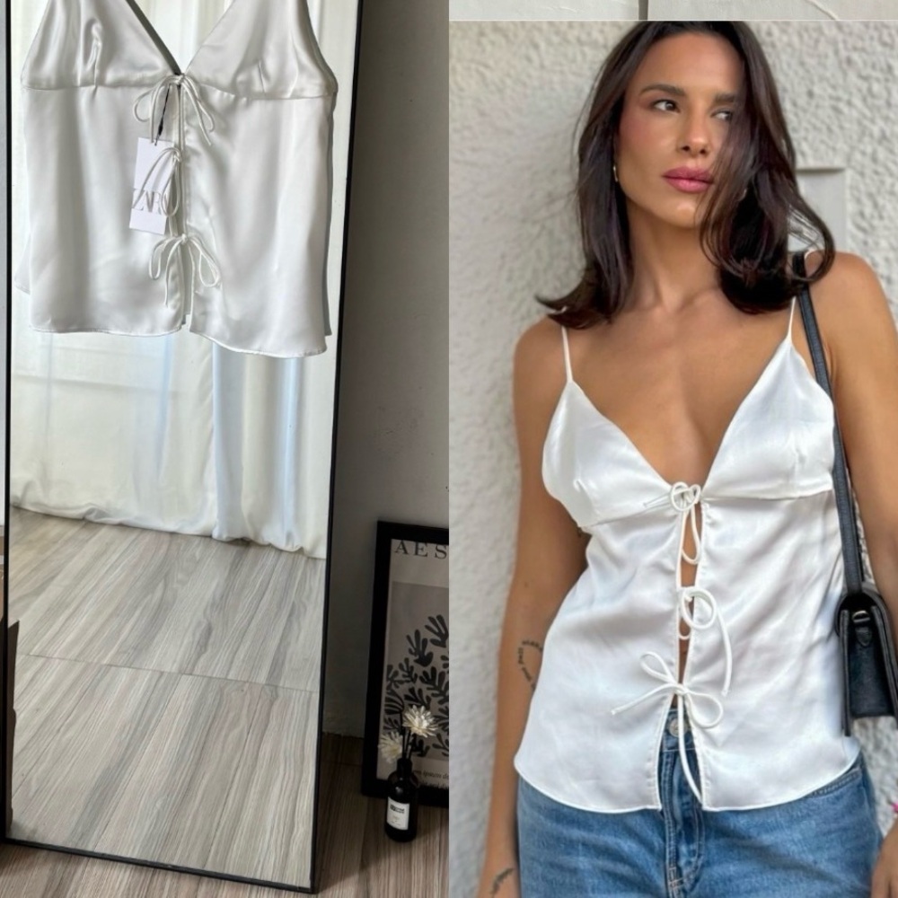 Zara White Halter Shell Top